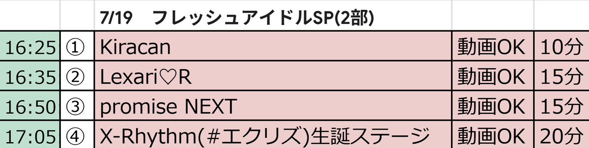 出演順発表‼️】 7月19日(日) 「フレッシュアイドルSP(2部)」 16:25