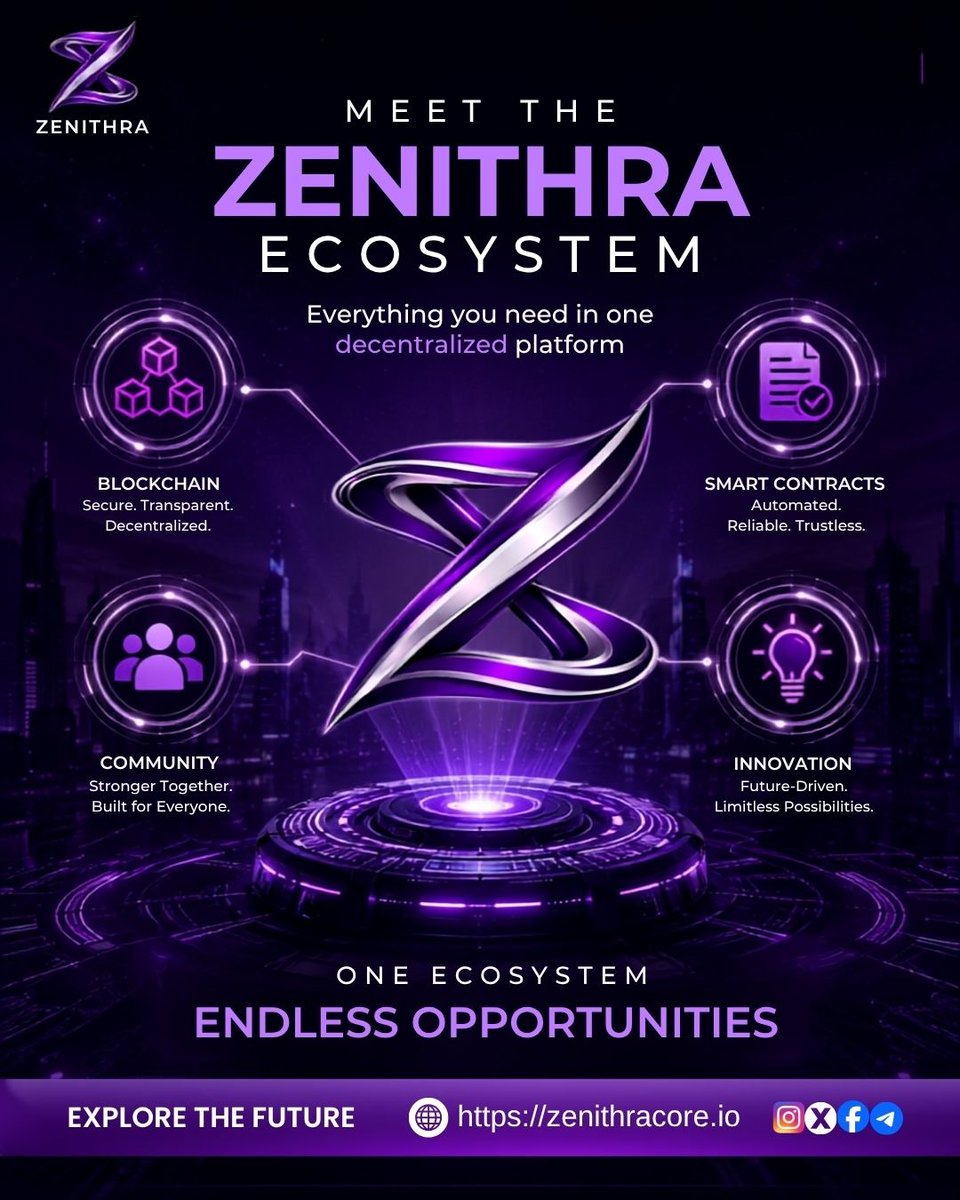 ZenithraCore's tweet photo. One Ecosystem. Endless Opportunities

Welcome to the Zenithra Ecosystem — where blockchain, smart contracts, community, and innovation 

🌐 Visit: https://t.co/oThpITqkoz

#Zenithra #ZenithraEcosystem #Blockchain #SmartContracts #Web3 #DeFi #Decentralized #CryptoCommunity https://t.co/VJBcPHbZb7
