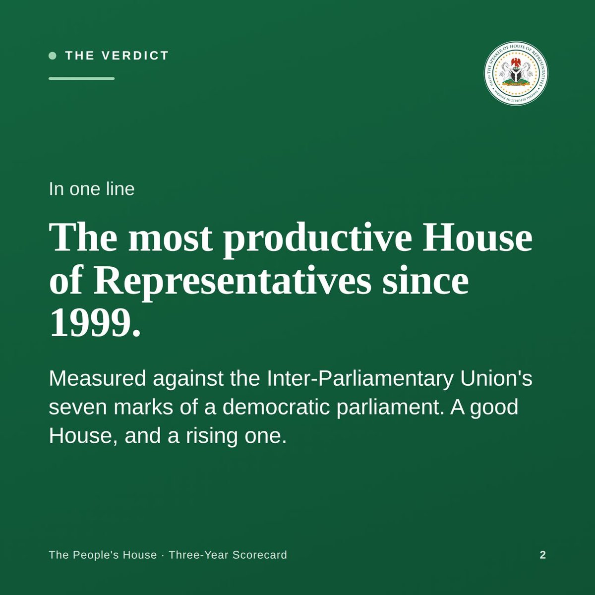 Speaker_Abbas's tweet photo. The doors of Parliament are open. So are the books.

For too long, Nigerians have asked one question: "What exactly does the House of Representatives do?" 

At the 3rd National Assembly Open Week, we are answering that question with facts, figures, and full transparency. https://t.co/rlnshi4ake