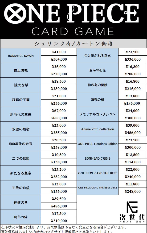 2026年7月15日(水) 🔥ONE PIECE買取強化🔥 【OP-1】ROMANCE DOWN BOX
