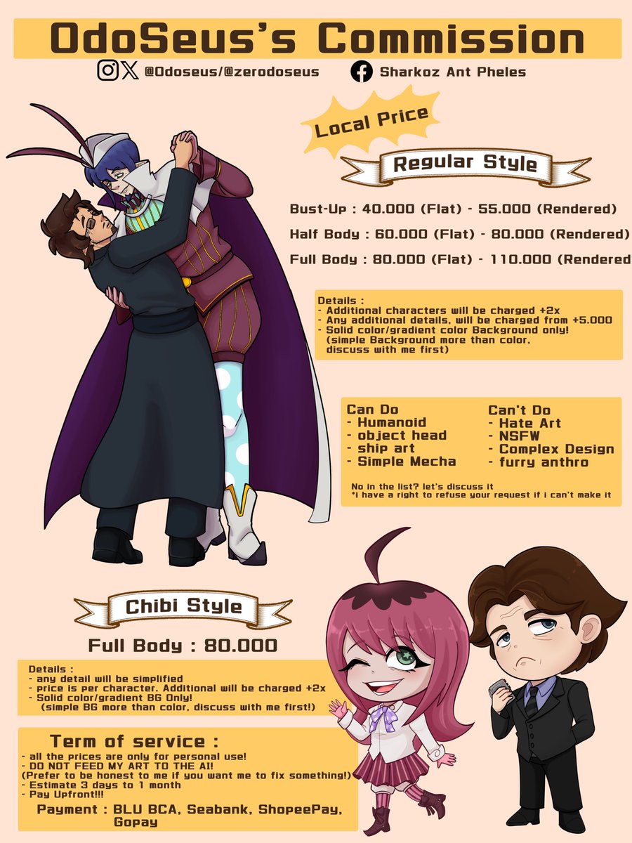 ZerodoSeus's tweet photo. (share is appreciated! 💖)
Hello, i know I'm not much active here, but i wanted to share my c0mms sheet (both local🇮🇩 and intern)

#commission #Commissionopen #commissionid #opencommission https://t.co/vej2L3BSTV