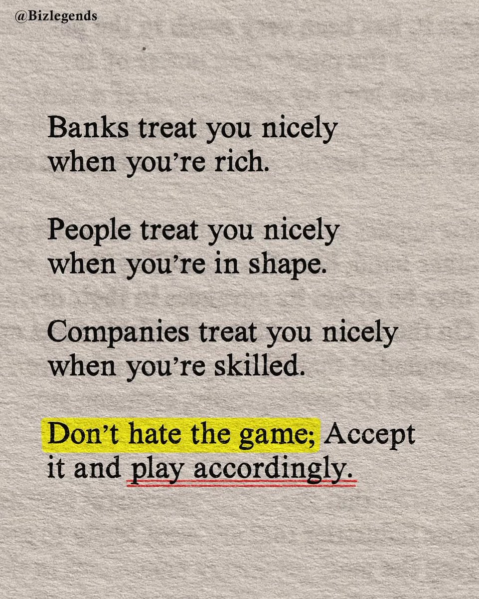 WisdomStoics's tweet photo. DON'T hate the game! Play accordingly. https://t.co/zwipaNxIJC