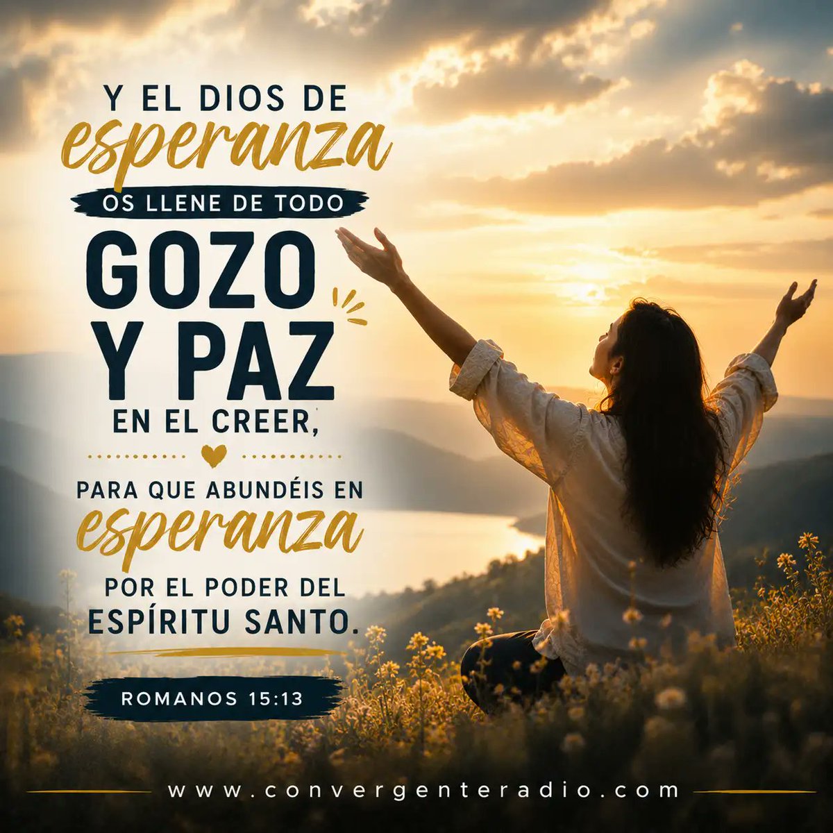 ConvergentRadio's tweet photo. 📖 “Y el Dios de esperanza os llene de todo gozo y paz en el creer, para que abundéis en esperanza por el poder del Espíritu Santo.”
— Romanos 15:13
#VersículoDelDía #Romanos1513 #ConvergenteRadio #Esperanza #Gozo #Paz #EspírituSanto #Fe #PalabraDeDios https://t.co/2V6AjontRx