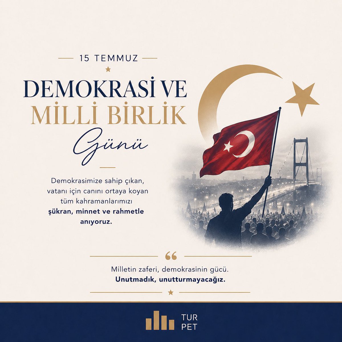 turpetegeas's tweet photo. 15 Temmuz, milletimizin iradesine, bağımsızlığına ve demokrasisine sahip çıktığı destansı bir direnişin adıdır.
Vatan uğruna canlarını feda eden aziz şehitlerimizi rahmetle, kahraman gazilerimizi minnet ve saygıyla anıyoruz.
15 Temmuz Demokrasi ve Millî Birlik Günü kutlu olsun.🇹🇷 https://t.co/6JeHOpP6f7