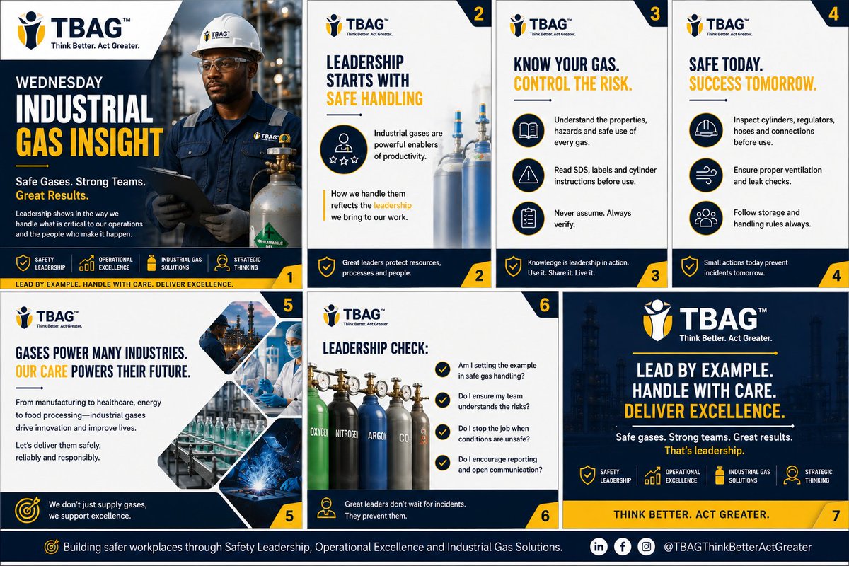 tbag_76's tweet photo. Leadership starts with safe gas handling. Know your gas, control the risk, and protect lives—every cylinder, every task, every day. #TBAG™ #Leadership #HSE #SHEQ #Quality #VisibleLeadership #IndustrialGas #GasInsight #KnowYourGas #Safety https://t.co/IVRToJs8S5