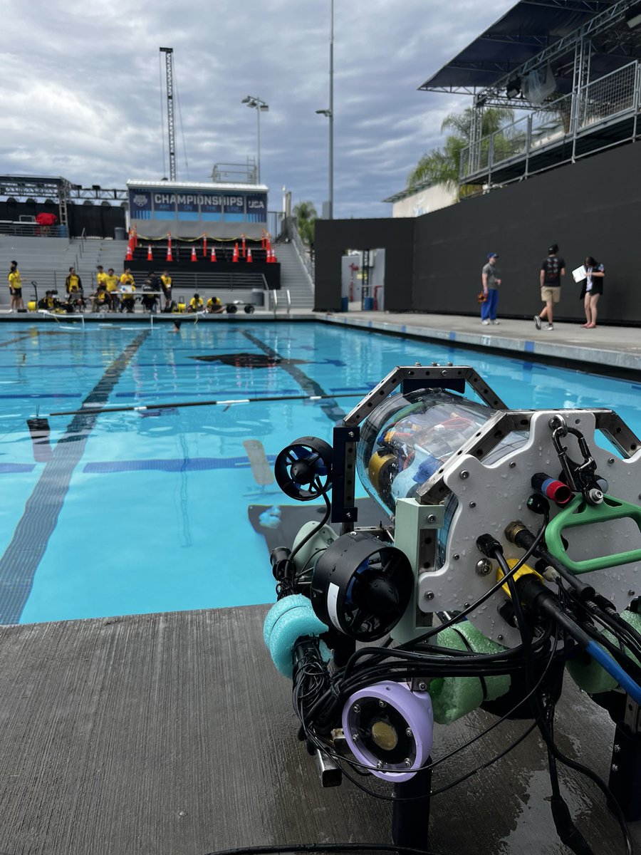 StanfordAUV's tweet photo. We've been loving competition days 1-4 of #robosub2026!! We've seen better-than-ever localization, task planning, progress, and even results so far! Plus, our brand new Gen 3 sub is ready to take on the water and can't wait to prequal for IVC ☀��We can't wait for the rest 🌊🌊! https://t.co/BY40Wyi1Mb