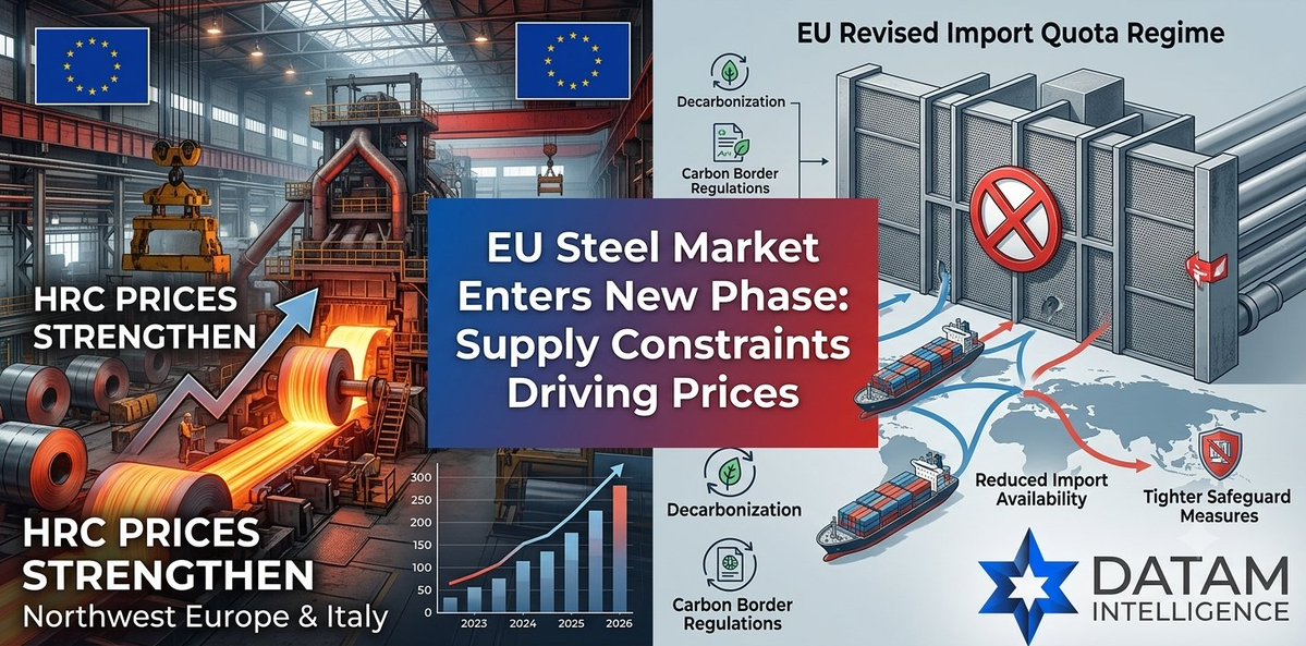 DataM_Research's tweet photo. European steel markets are entering a new phase.

Read complete news: https://t.co/6YZNik99QE

#SteelMarket #HRC #SteelIndustry #EuropeanSteel #ImportQuotas #SteelPrices #SupplyChain #GlobalTrade #CommodityMarkets #MarketInsights #Manufacturing #Procurement #datamintelligence https://t.co/iovCdTtlkm