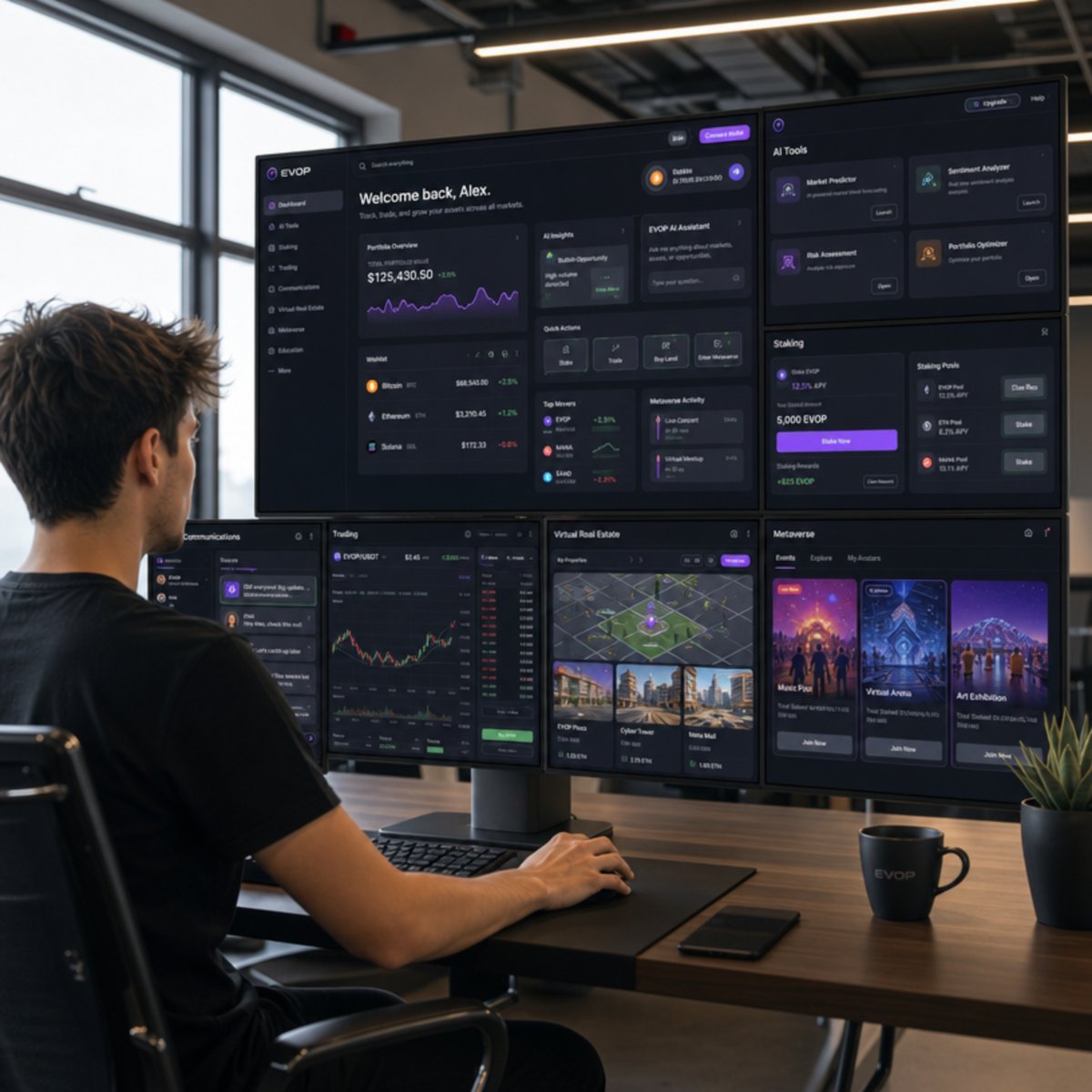 EvolveTKN's tweet photo. Every day people jump between apps to:

💬 Communicate 📈 Trade 💰 Stake 🏦 Manage finances 🎮 Play 🏢 Build businesses

What if it all happened inside one intelligent ecosystem?

That's exactly what EVOP is building.

An AI-powered Web3 platform where every feature works together to create one seamless digital economy.

One login.

One community.

One ecosystem.

Unlimited possibilities.

The future isn't another crypto app.

The future is an ecosystem.

🌍 https://t.co/JcMc72eu81
