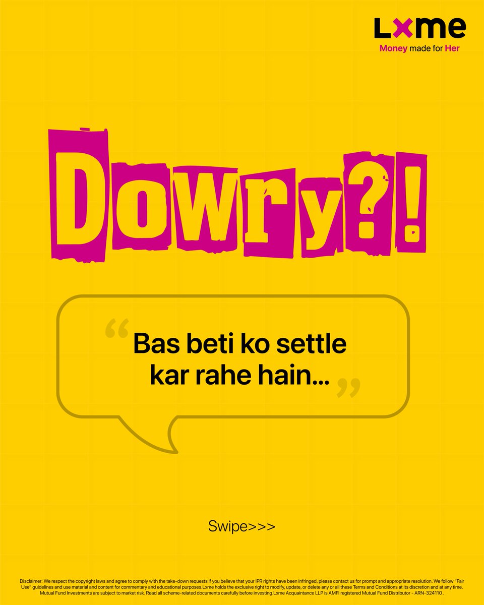 Lxmeofficial's tweet photo. Dowry didn't disappear. We just renamed it. Softer words make hard truths easier to accept. Money still leaves one home, reaches another, and somehow never ends up in the woman's name.
 Inspired by: She The People
#Lxme #MainLxmeHoon #Dowry https://t.co/tW22fSxMza