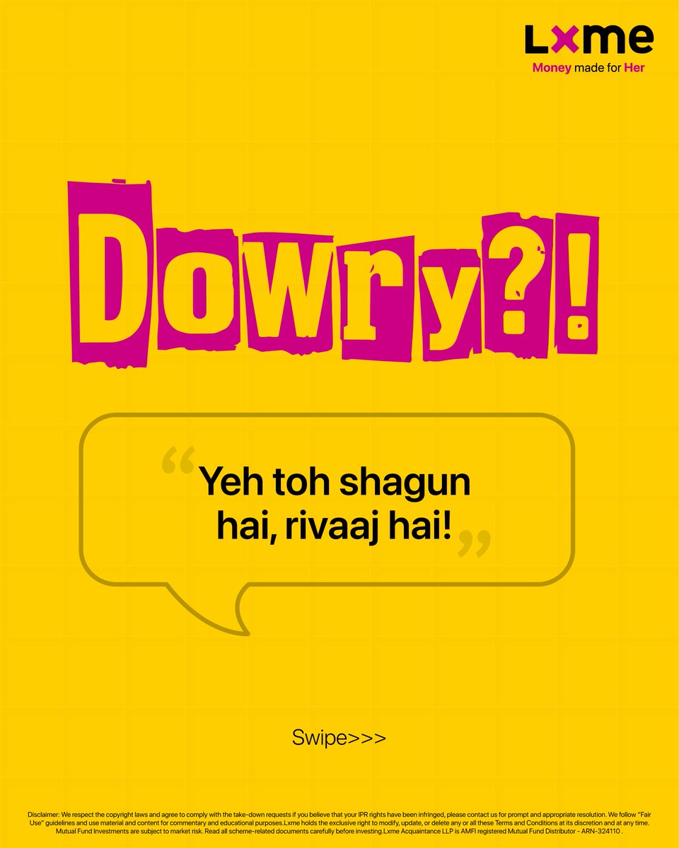 Lxmeofficial's tweet photo. Dowry didn't disappear. We just renamed it. Softer words make hard truths easier to accept. Money still leaves one home, reaches another, and somehow never ends up in the woman's name.
 Inspired by: She The People
#Lxme #MainLxmeHoon #Dowry https://t.co/tW22fSxMza