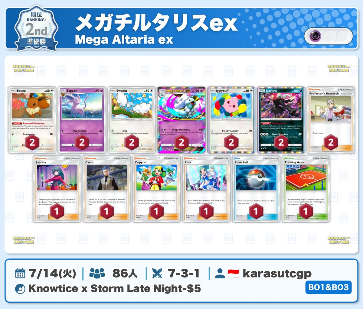 🌏 ポケポケ 大会結果｜7/14(火) 🌏 ︎ トドロクツキ入り『ゾロアーク