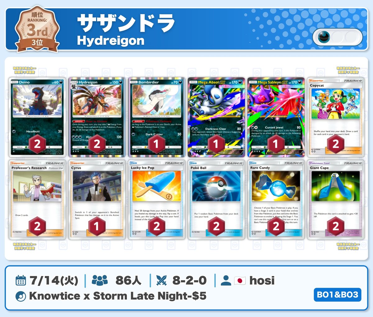 🌏 ポケポケ 大会結果｜7/14(火) 🌏 ︎ トドロクツキ入り『ゾロアーク