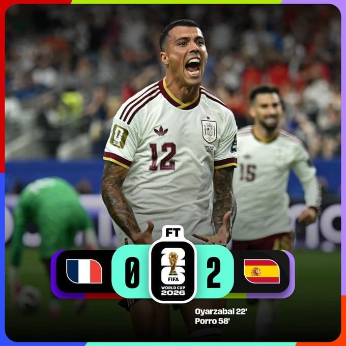 UpendrraRai's tweet photo. Spain stormed into the final of @FIFAWorldCup after a 2-nil victory over #France in the first semi-final clash at #DallasStadium in #Texas, U.S., last night. https://t.co/B5hepZKuep
