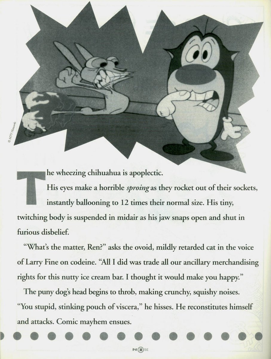 radiodormouse's tweet photo. The Ren &amp; Stimpy Show exploded after just a handful of episodes. The Nose praised its grotesque humor and anti-establishment irreverence in an era of safe cartoons, but felt making them brand ambassadors for Mattel and Nintendo would dull its edge. #RenAndStimpy #AnimationHistory https://t.co/4UOwoPHIN6