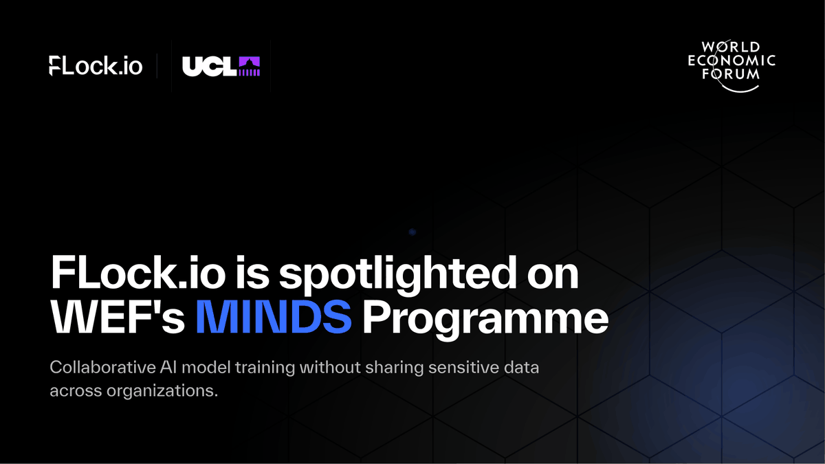 flock_io's tweet photo. Our case study on collaborative AI through federated learning is spotlighted on @wef’s MINDS, a global programme highlighting real-world AI applications. Its selected cohort includes AMD, Synopsys, CATL, Ant Group, and other global AI leaders.

Read on to see what we've built ↓ https://t.co/D1sJyMUL5a