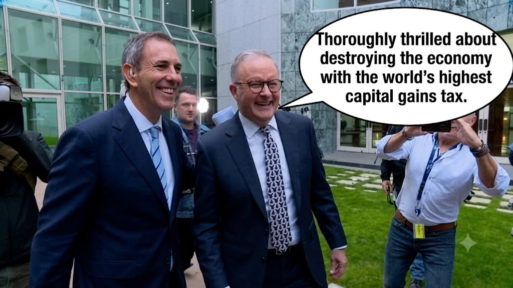 DerekFranc90653's tweet photo. The 9 most terrifying words in the English Language:
Anthony Albanese and Jim Chalmers saying: "The Labor party want to undertake ambitious tax reform." Please retweet. https://t.co/aN7ngJ3kgF