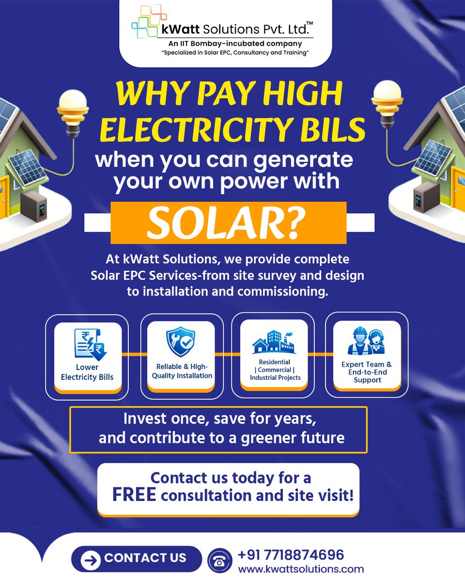 kwatt_solutions's tweet photo. Stop paying high electricity bills! โก
Switch to Solar with kWatt Solutions and enjoy reliable, cost-effective, and eco-friendly energy for your home or business.
๐ Contact: +91 7718874696
๐ www.kwattsolutions.comHashtags:
#kWattSolutions #SolarEnergy #GoSolar #SolarPower https://t.co/A3GTK7NAXB