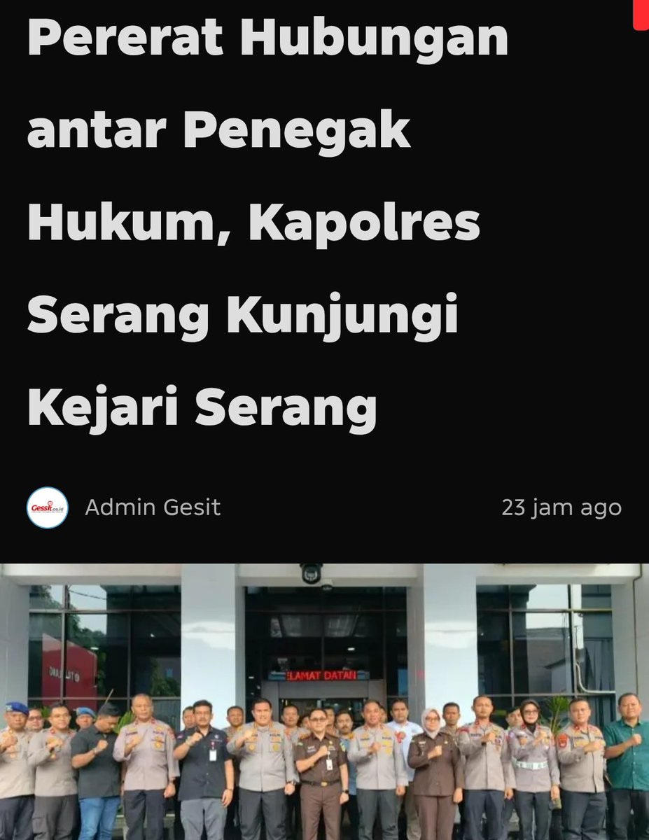 CkdHumas's tweet photo. Kapolres Serang AKBP Andri Kurniawan bersama sejumlah Pejabat Utama dan para Kapolsek jajaran Polres Serang melakukan silaturahmi dengan Kepala Kejaksaan Negeri (Kajari) Serang https://t.co/bwI3vdL5j5