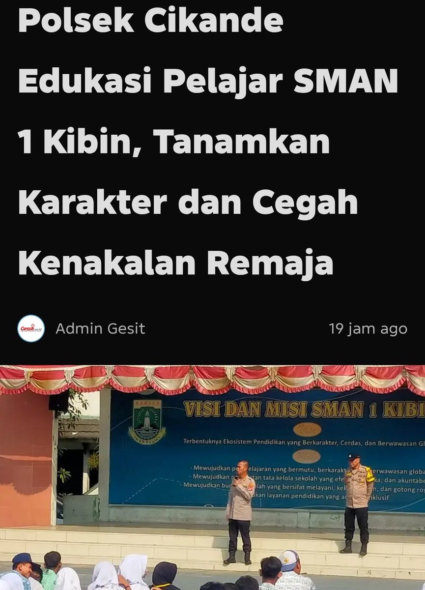 CkdHumas's tweet photo. Dalam rangka mengimplementasikan program Commander Wish Kapolda Banten serta program unggulan Kapolres Serang, Polisi Peduli Pendidikan (Poldik) dan Ngariung Iman Ngariung Aman https://t.co/xqoYi60LYZ