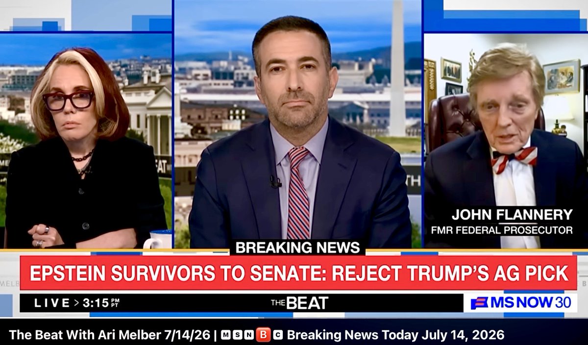 JonFlan's tweet photo. We spoke about the upcoming confirmation hearings of Acting AG Blanche with MS NOW Host Ari Melber earlier - https://t.co/pGHOxvu9Oh https://t.co/3CQvh2kpjx