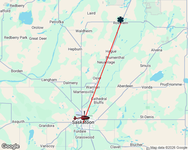 STARSambulance's tweet photo. 🚁 STAR-11 (Saskatoon) has responded to a scene call in the Rosthern, SK area around 9:54 PM CST. https://t.co/PIwP8eCmF9