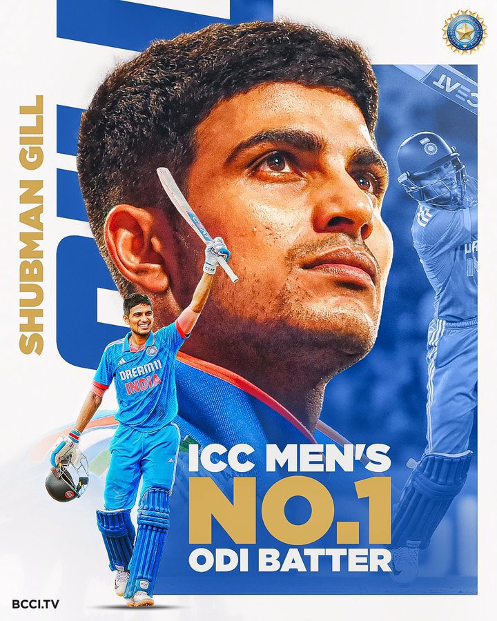 AhmedGT_'s tweet photo. ICC No. 1 ranked ODI batter in 2023,
ICC No. 1 ranked ODI batter in 2025,
ICC No. 1 ranked ODI batter in 2026*

- Shubman Gill will become the ICC No. 1 ODI batter in three different years at the age of 26! https://t.co/Xx9FTU9mmm
