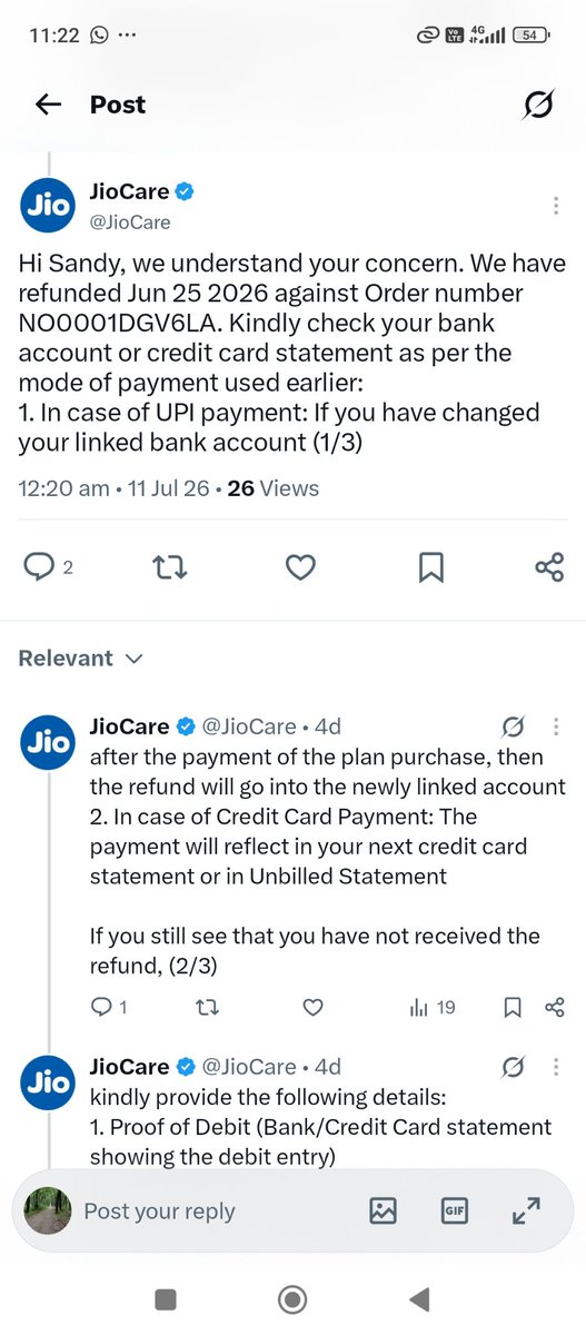 Sandy75760622's tweet photo. @JioCare @TRAI @airtelindia

How many times should i text you, already given you screenshot of payment which i done. 
That's why nobody want to use your services. 
Kindly check your dm and share me my amount to me. https://t.co/JJ3E83CNZ6