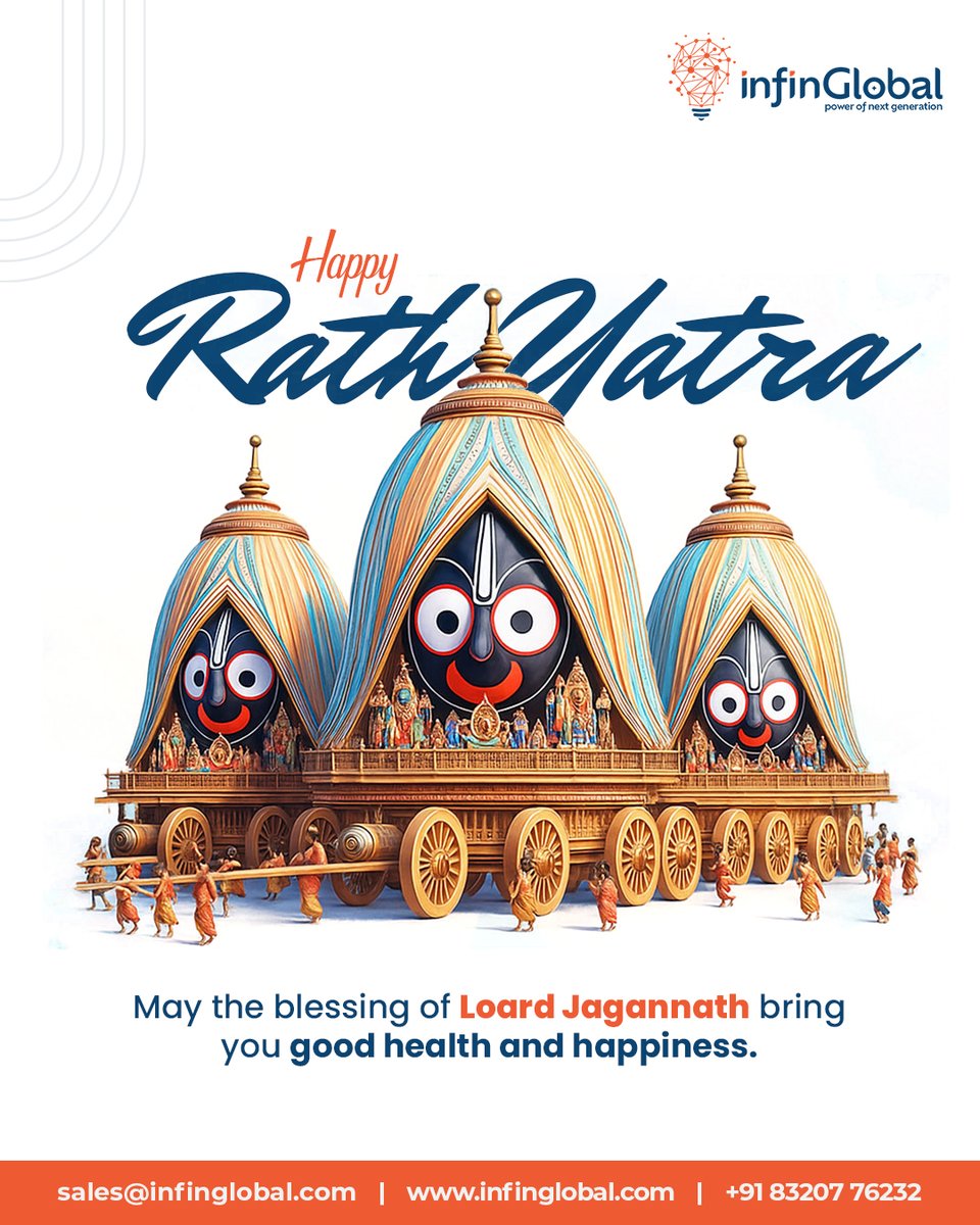infinglobal's tweet photo. Happy Rath Yatra from InfinGlobal! 

May the divine blessings of Lord Jagannath bring happiness, good health, peace, and prosperity to you and your family. Wishing you a joyful and blessed Rath Yatra!

#HappyRathYatra #JaiJagannath #LordJagannath #RathYatra #FestivalOfFaith https://t.co/ZebAhOaZtj
