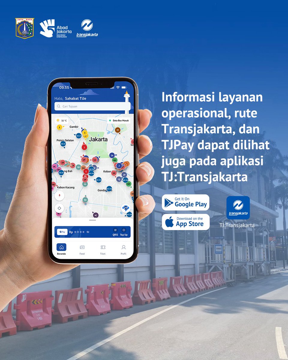 PT_Transjakarta's tweet photo. Sahabat TiJe, Halte Kebon Sirih arah utara (Kota) akan ditutup sementara 17 Juli 2026 pukul 22:00 hingga 20 Juli 2026 pukul 05:00 WIB terkait adanya perbaikan jalan terdampak pembangunan MRT Jakarta.

Selama pekerjaan berlangsung, Sahabat TiJe tetap dapat menggunakan Halte Kebon Sirih arah Blok M.

Jangan lupa unduh aplikasi TJ:Transjakarta untuk memudahkan perjalananmu bersama layanan Transjakarta. Ayo naik Transjakarta!