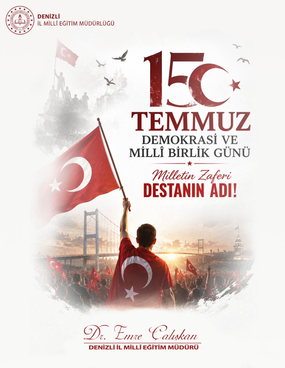 denizlimem's tweet photo. 15 Temmuz Demokrasi ve Millî Birlik Günü’nde; vatanımızın bağımsızlığı ve milletimizin iradesi uğruna canını feda eden aziz şehitlerimizi rahmet, minnet ve saygıyla yâd ediyoruz. 🇹🇷
​
Kahramanlarımızın ruhu şad olsun.

#İradeBizimZaferBizim

@tcmeb @Yusuf__Tekin @emre_caliskan https://t.co/fTYHUyb4z9