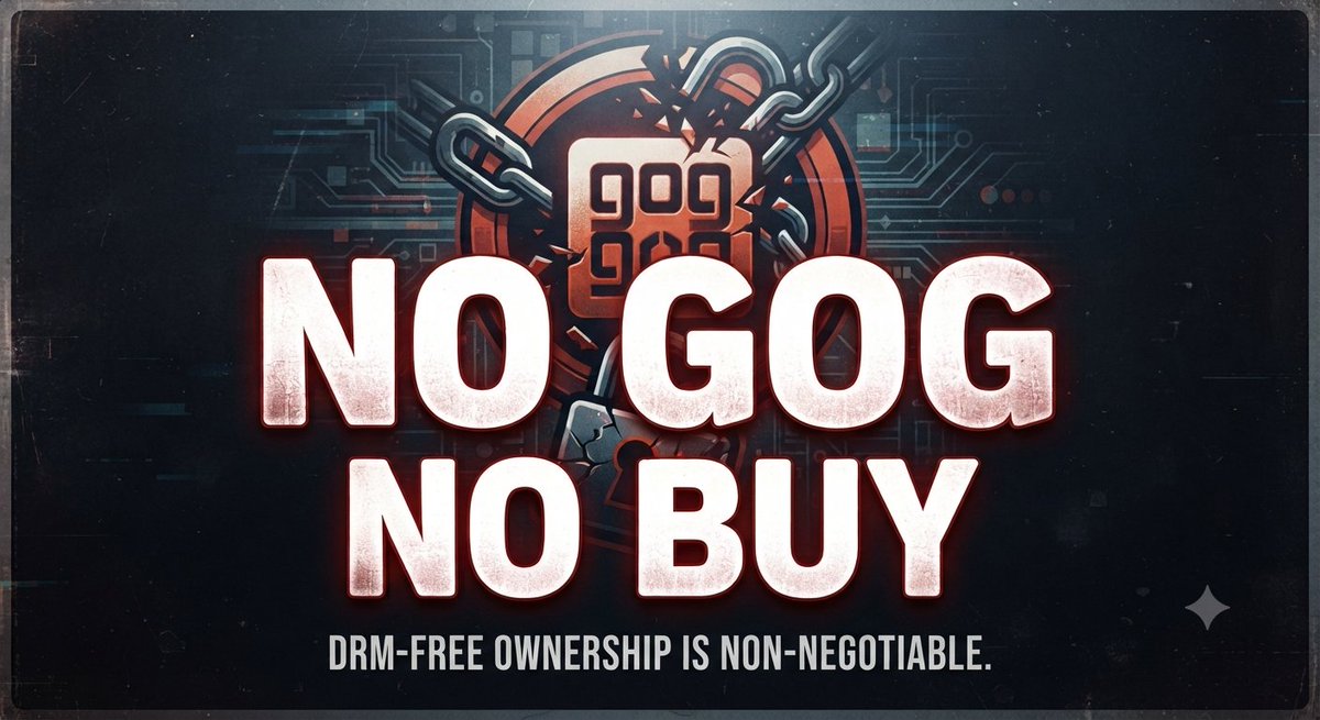 mortivoree's tweet photo. I've decided to start my own movement everytime I see a PC game I'm interested in I will post this on their post 

SUPPORT DRM FREE
SUPPORT OWNERSHIP
SUPPORT @GOGcom https://t.co/2PHsreYSPG