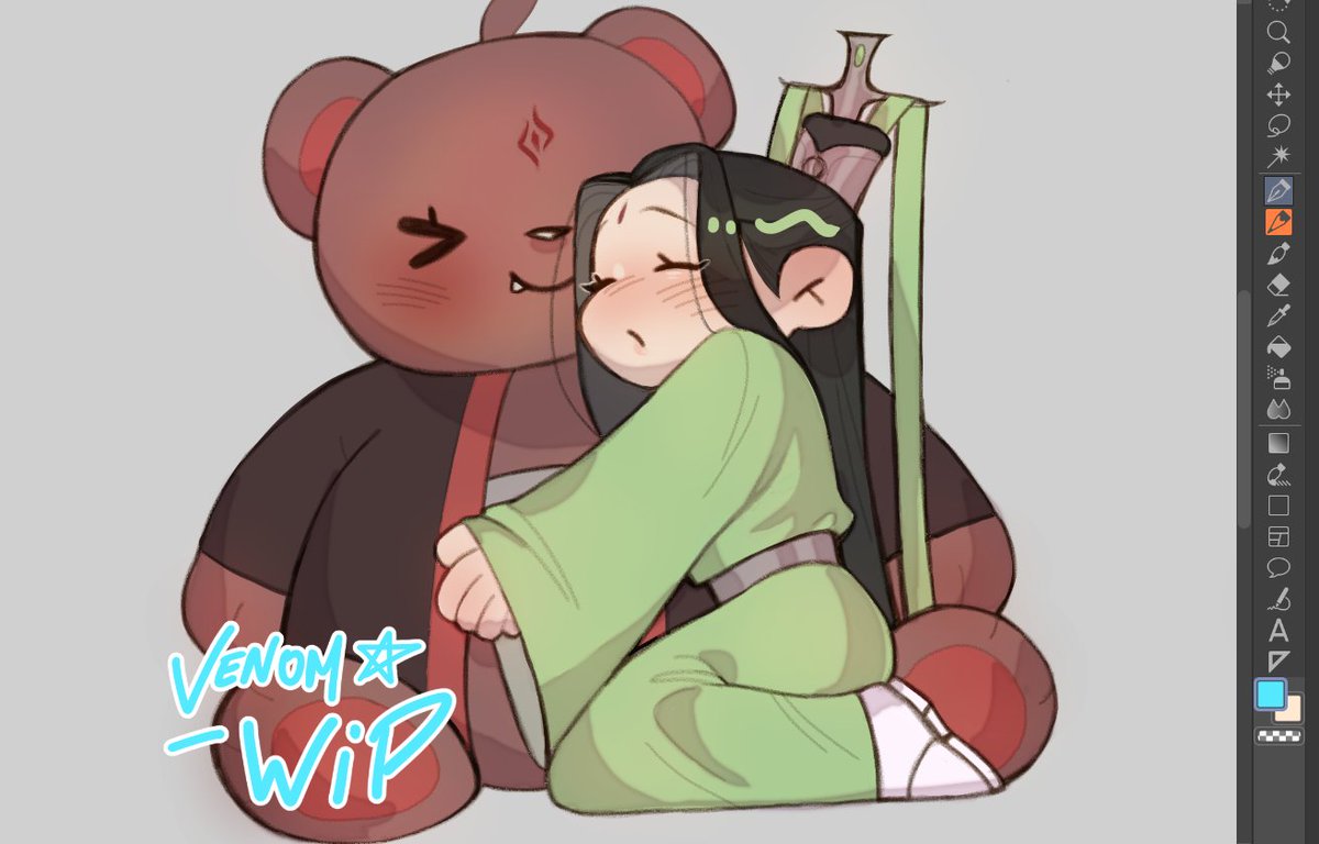 V3NOM_P's tweet photo. [WIP]
shizun looking sooo content with his new binghe stuffie https://t.co/cOwrbrXhAJ