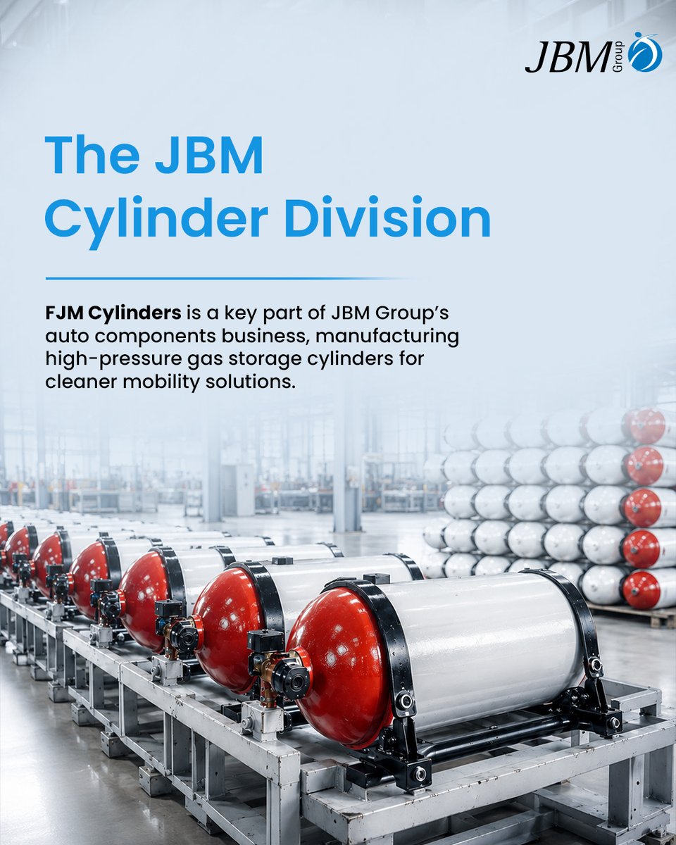 JBMAuto's tweet photo. Reliability powers every great journey.

JBM Group’s FJM High-Pressure Gas Cylinders &amp; Cascades deliver safety, precision and performance across CNG, Hydrogen and Bio-CNG mobility applications.

Strength. Safety. Precision.

#JBMGroup #CleanMobility #Hydrogen #CNG https://t.co/Ey9JvUH1Zf