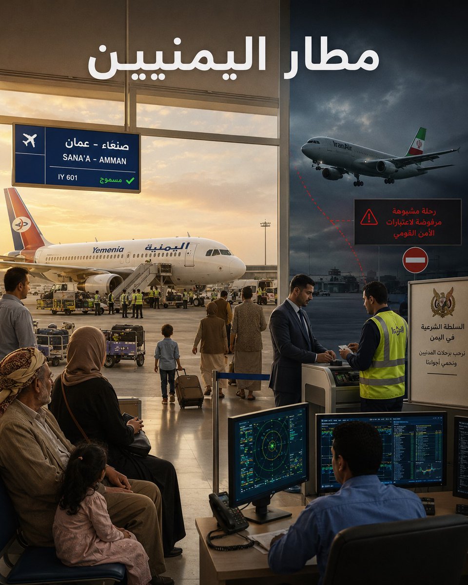 Youseef632's tweet photo. مطار صنعاء لليمنيين مو لطهران
الشرعية ترحب بالرحلات المدنية عبر الناقل الوطني
وترفض أي رحلة مشبوهة تخدم الحوثي وإيران على حساب أمن اليمن
#اليمن #مطار_صنعاء #الحوثي https://t.co/LwVNPQqKOn