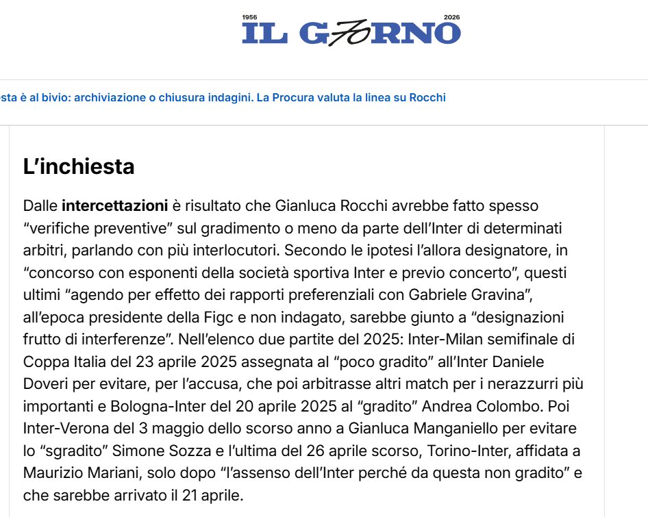 MrRuggeri0's tweet photo. Perché per una squadra si fanno spesso "verifiche preventive" sul gradimento o meno degli arbitri?

@Gazzetta_it @CorSport @tuttosport @FIGC @SerieA https://t.co/Ie9kirg0wv