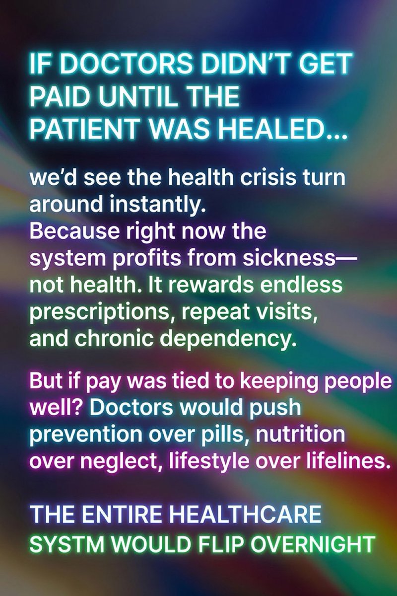 IVMCLINIC's tweet photo. DOCTORS ARE PAID TO KEEP YOU SICK

The broken system profits from your illness — not your health. Doctors get paid while you stay sick.

What if Doctors didn't get paid until the patient was healed... https://t.co/iCvIewDDNT