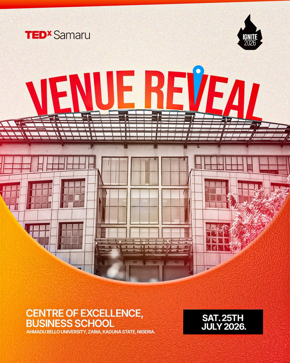 LAPO_MFB's tweet photo. The Venue is SET π₯
TEDxSamaru 2026: IGNITE is coming to the Centre of Excellence, Business School, ABU Zaria on Saturday 25th July 2026.
LAPO MfB is proud to sponsor this. See you in the room! π
#TEDxSamaru #IGNITE2026 #VenueReveal #LAPOMfB #ImprovingLives https://t.co/O65qR6MHx2