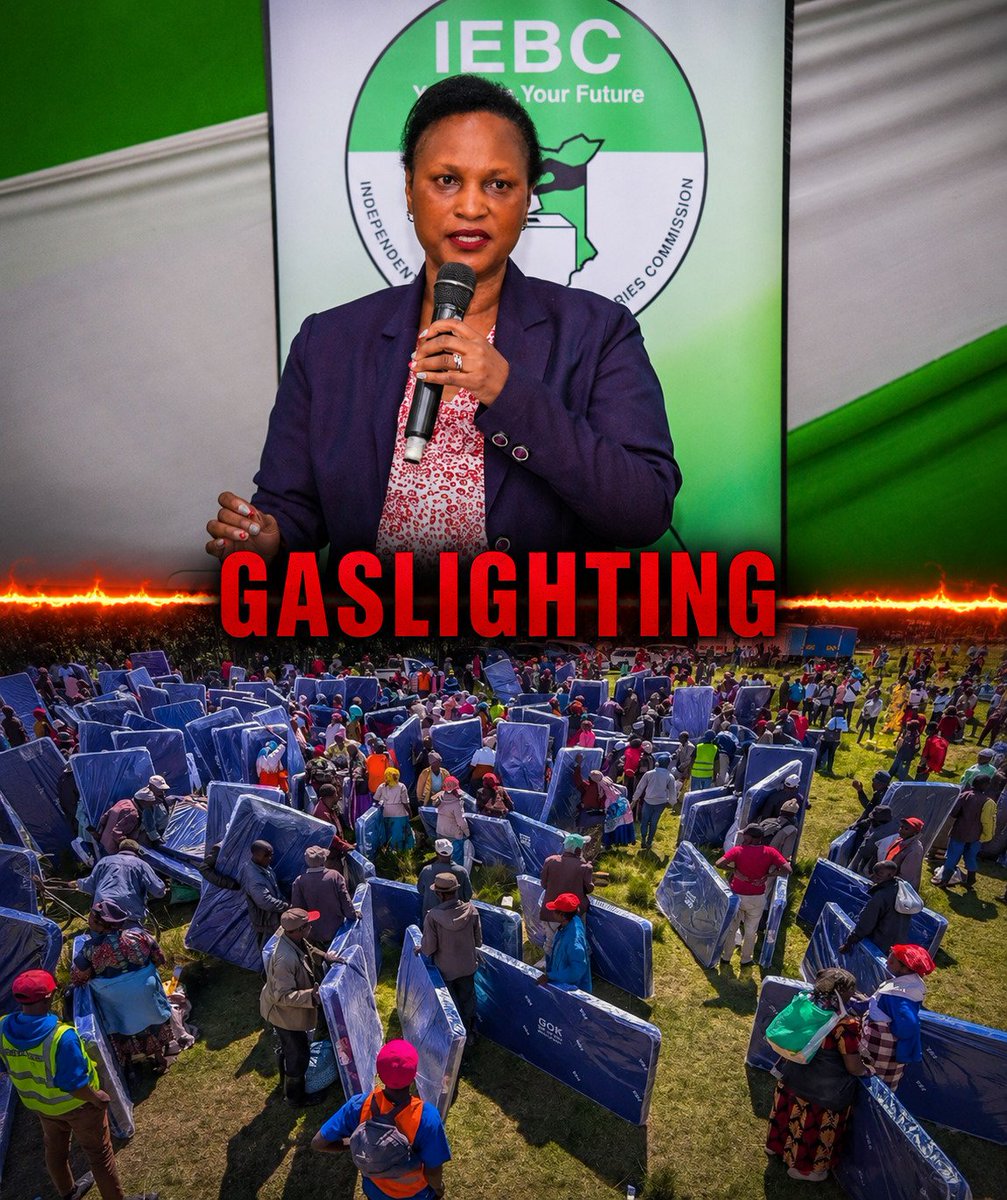 sholard_mancity's tweet photo. 🚨BREAKING: IEBC has entered into official gaslighting mode.

​According to IEBC Commissioner Ann Nderitu, distributing government mattresses, gas cylinders, and "goodies" in Ol Kalou days before a by-election isn't automatically "bribery."

​This is the peak of intellectual dishonesty.

​Are we to believe that after 4 years of policy amnesia, the state suddenly had a nocturnal epiphany to combat Nyandarua's cold exactly 72 hours before a vote? 

This isn’t philanthropy; it’s a transaction. It is state-sanctioned voter manipulation masquerading as "development."

​George Orwell warned us about this in Animal Farm: "All animals are equal, but some animals are more equal than others." 

The IEBC has officially entered the business of rewriting the rules of the game mid-play to cover up for the rule-breakers.

​To say this isn't bribery is like a police officer catching a thief with their hand in your pocket and telling you, "Relax, he’s just keeping your wallet warm."

​If the referee is already gaslighting the voters before the first whistle, how can we trust them to count the score?

​IEBC, stop insulting our intelligence. If you cannot defend electoral integrity, stop pretending to be impartial.