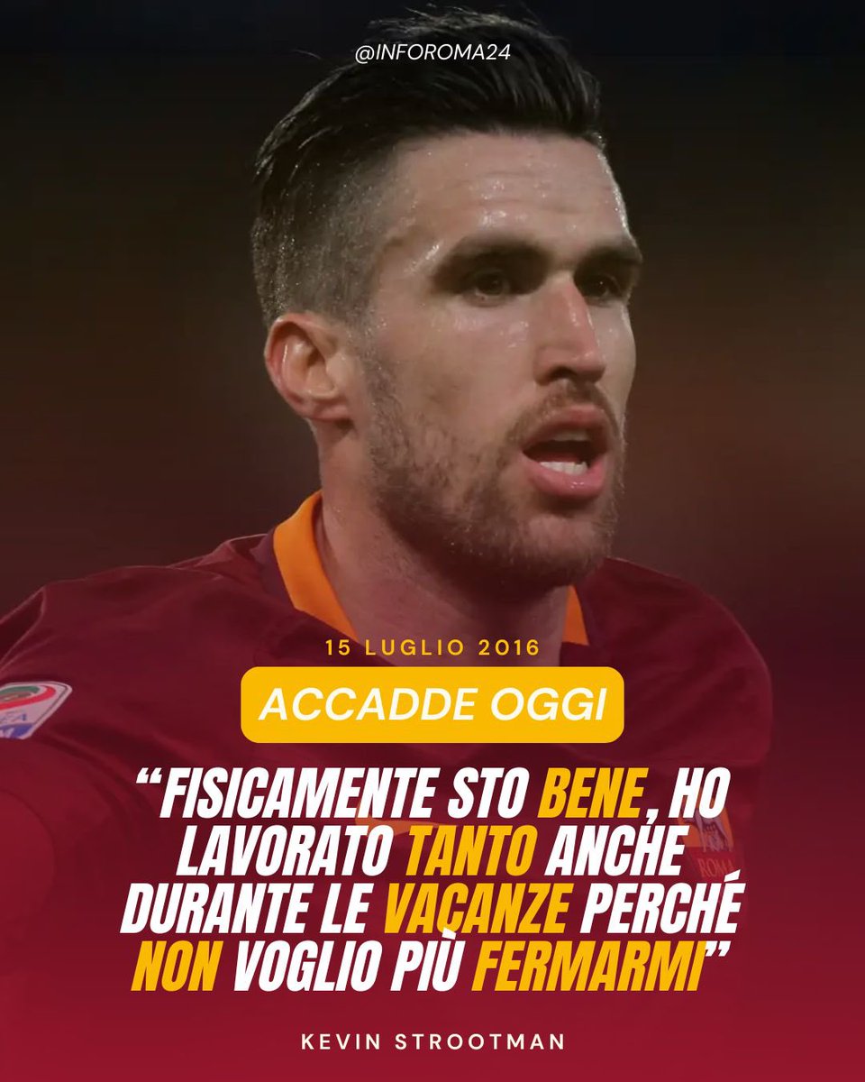 inforoma24's tweet photo. 🟡🔴 Accadde oggi, 15 luglio 2016: durante una conferenza stampa, Kevin #Strootman commenta così il passaggio di Miralem #Pjanic dall’#ASRoma alla #JuventusFC.
❌ Inoltre, la ‘Lavatrice’ afferma che lui non vestirebbe mai i colori bianconeri. https://t.co/bBW3QeWZGb
