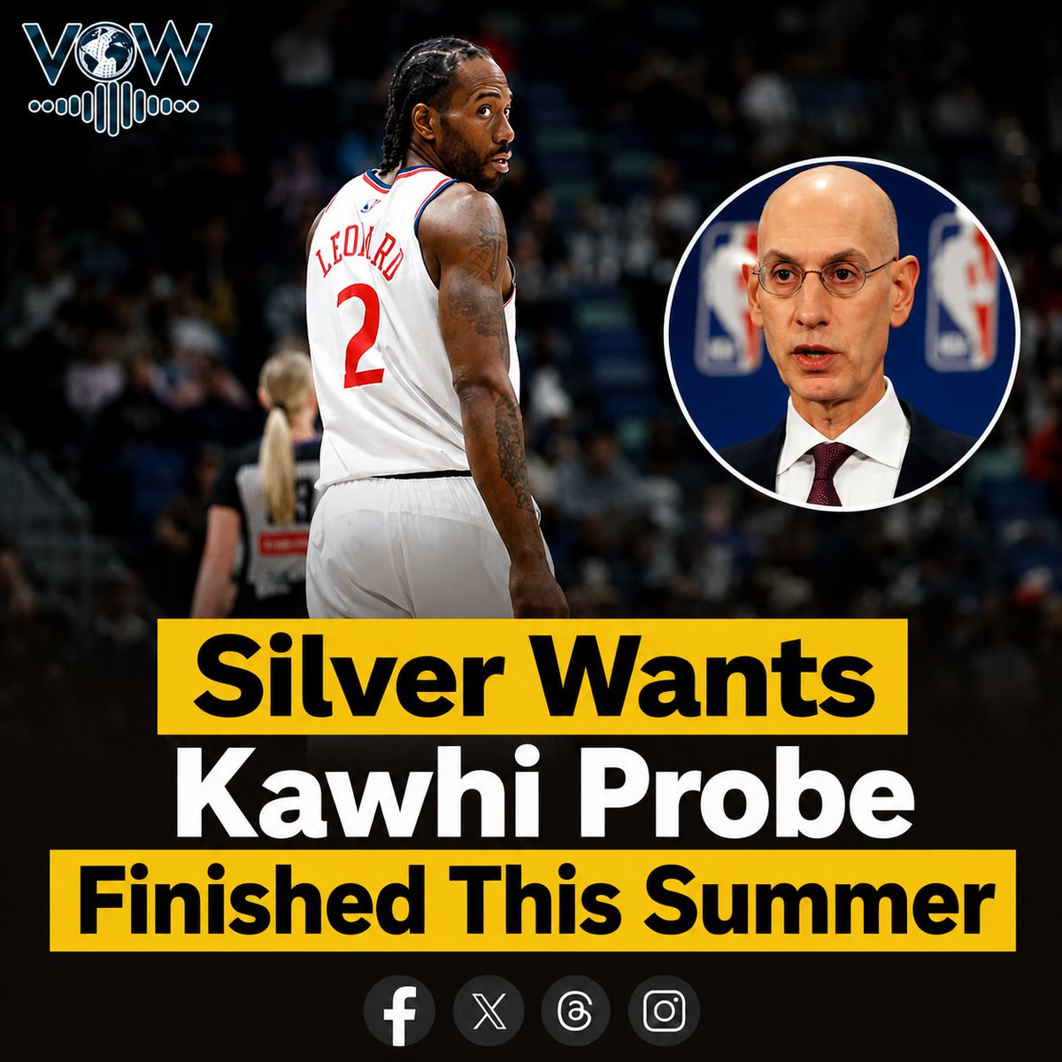 VOWupdates's tweet photo. NBA Commissioner Adam Silver Wants Kawhi Leonard Investigation Wrapped Up This Summer https://t.co/zFeZ6TaWv8