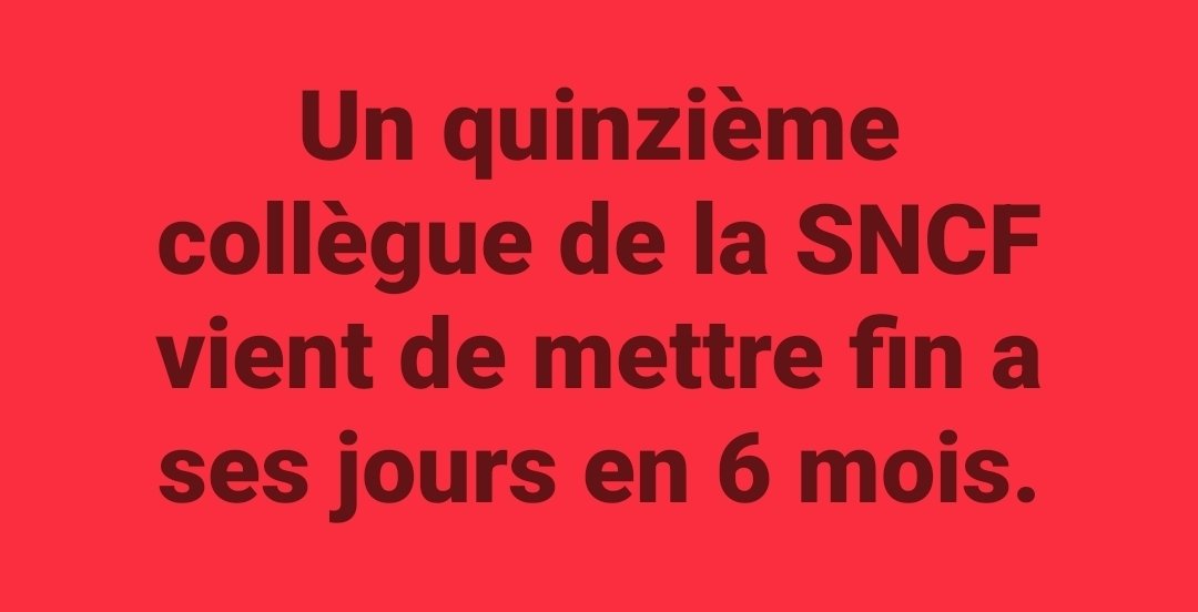 VilledieuFabien's tweet photo. 📍Encore une bien triste nouvelle 
📍Mes plus sincères condoléances a sa famille et ses proches 
📍15 suicides depuis le 1 janvier, soit 1 suicide de cheminot tous les 13 jours https://t.co/OTRIL85VkZ
