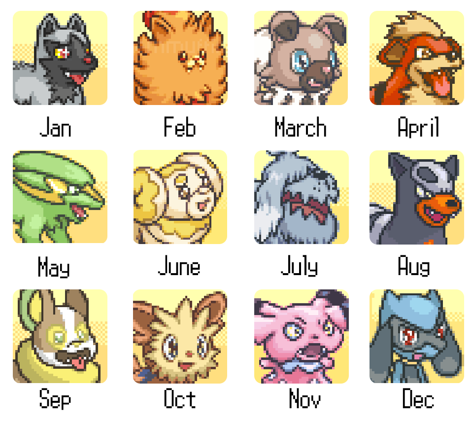 PokeDailyPost's tweet photo. Your birth month is the Pokémon you turn into (Dog pokémon version 🐶) https://t.co/nsMW4xU73x