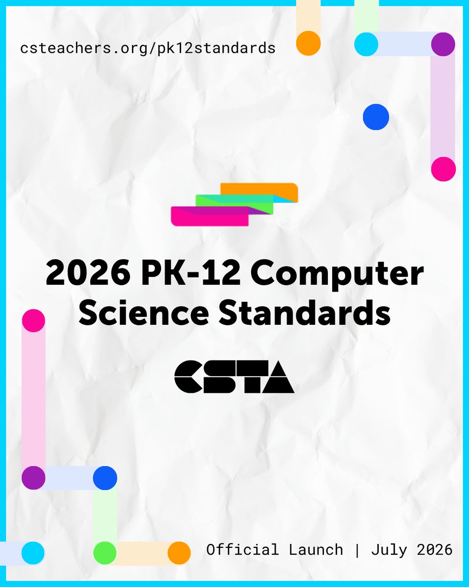 laura_kosky's tweet photo. Proud to have served as a reviewer for the newly launched 2026 CSTA PK–12 Computer Science Standards.
https://t.co/wIRzCWlAG8

#CSTA2026 #ComputerScienceEducation #GameDevelopment #CTE https://t.co/DhwmRq6MnH