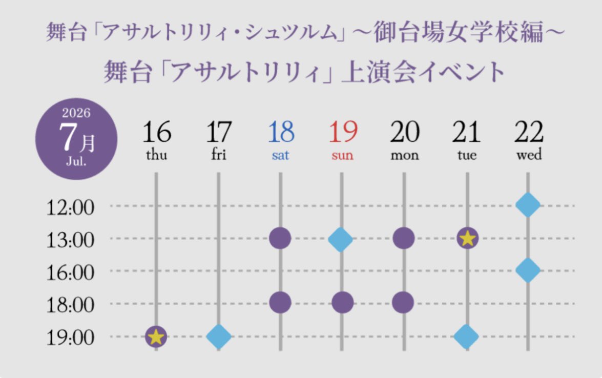 aster_office's tweet photo. 明日7/16(木)19時初日公演🎊

⻑⽉明⽇⾹（⽵久央 役）が出演いたします。

舞台「アサルトリリィ・シュツルム」〜御台場⼥学校編〜

🗓️7/16(木)〜22(水)
📍シアター1010

💻公式HP
https://t.co/DlOZbGNito

#舞台アサルトリリィ #御台場女学校 #長月明日香 https://t.co/VcMxu0XADN