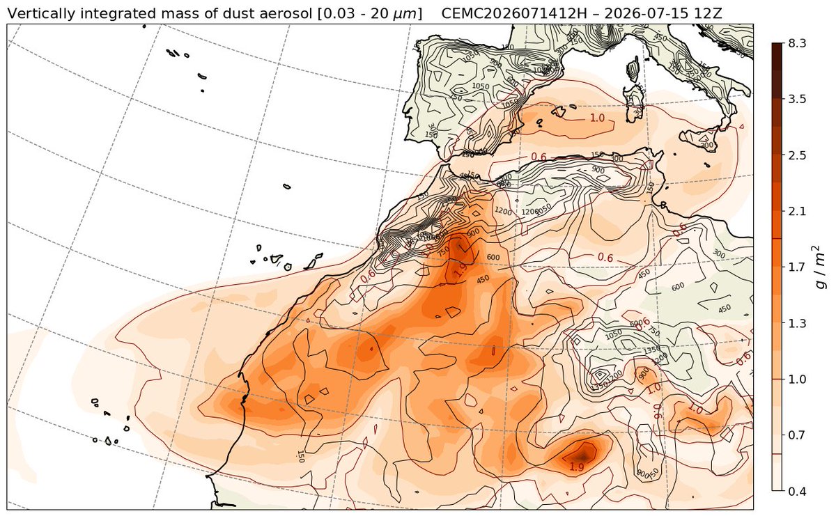 AEMET_Andalucia's tweet photo. Episodio de polvo en suspensión en los próximos días en la parte oriental de Andalucía https://t.co/DdGJIS7mgS