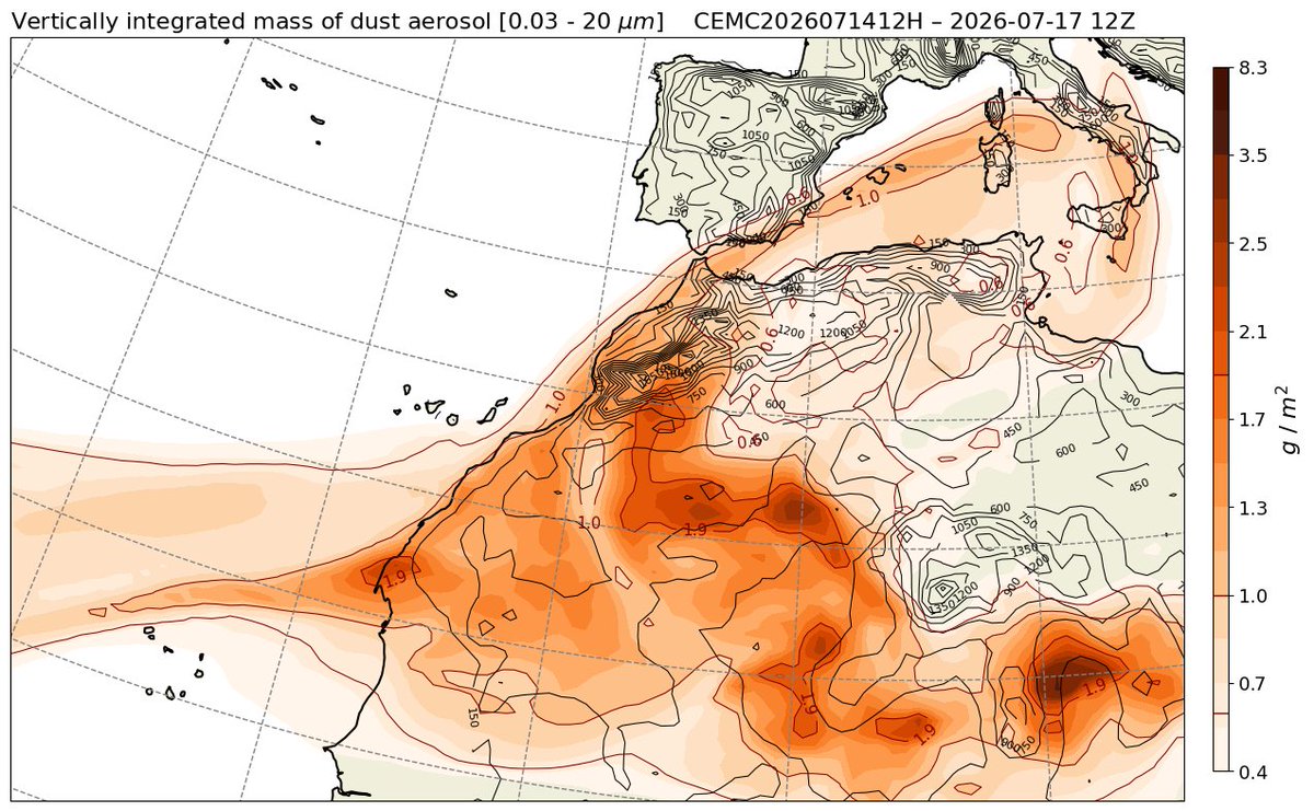 AEMET_Andalucia's tweet photo. Episodio de polvo en suspensión en los próximos días en la parte oriental de Andalucía https://t.co/DdGJIS7mgS