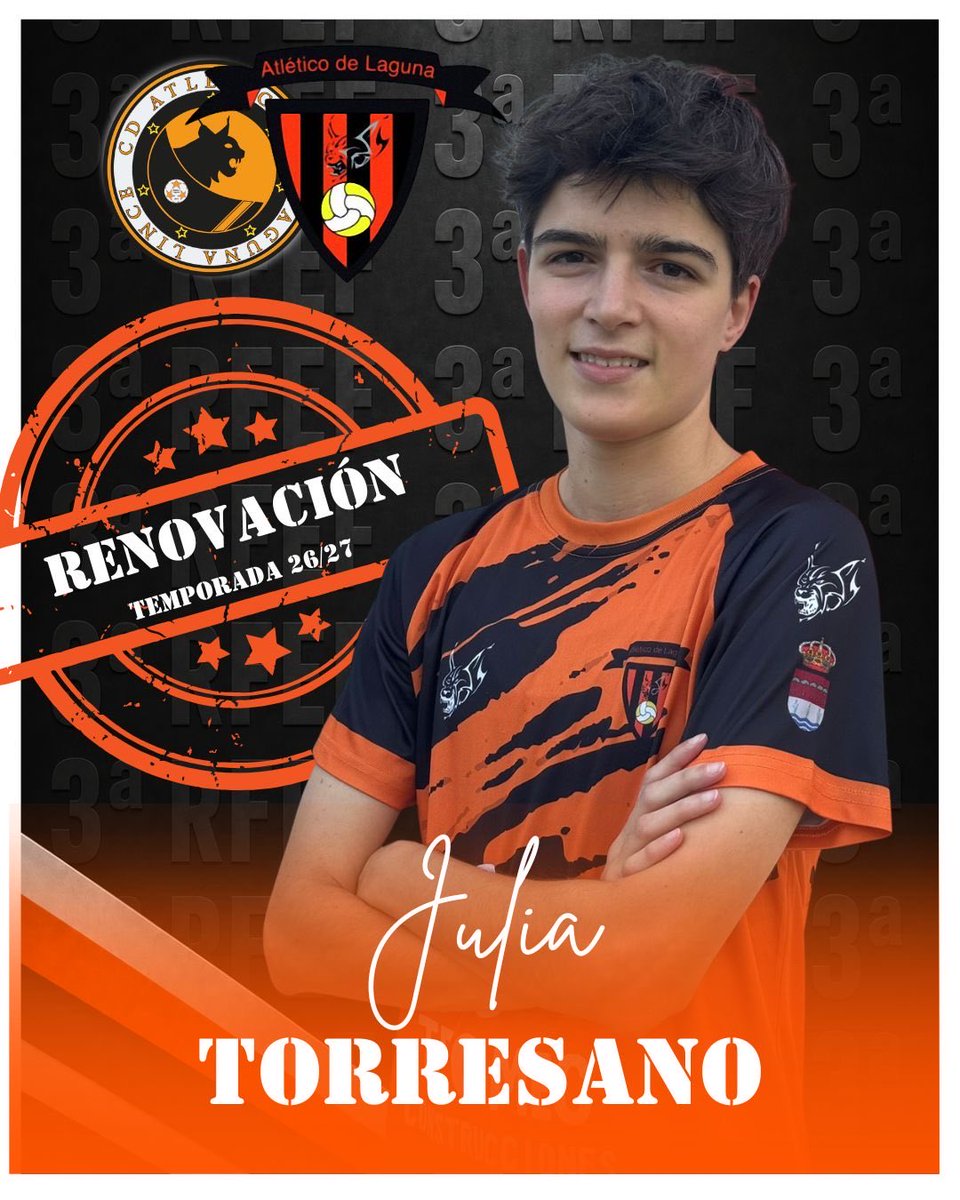AtleticoLaguna's tweet photo. ¡RENOVADA! 🧡Julia seguirá siendo nuestra killer la temporada 26/27.
⚽ Máxima goleadora del equipo (3ª de la categoría)
✈️ Imperial por arriba
💪 Incansable en la presión y recuperación de balones
¡El gol y la garra se quedan en casa! 🔥 #PasiónNaranja https://t.co/0v8DzksUl7