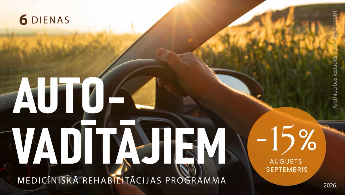 RehLigatne's tweet photo. 🌞AUGUSTA UN SEPTEMBRA AKCIJAS!  

Parūpējies par savu veselību un izvēlies kādu no īpaši izdevīgajām rehabilitācijas un atpūtas programmām!  

Atrodi savu vasaras favorītu 👇
https://t.co/MPKBwkTXOt 

📞Pieteikšanās: +371 26431450

Ārstniecības iestādes kods: 4212-00001 https://t.co/uoeTq8Woyt