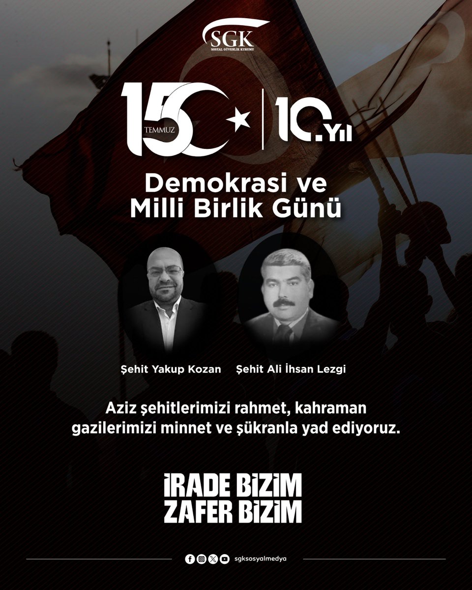 sgksosyalmedya's tweet photo. 🇹🇷 Aziz şehitlerimizi rahmet, kahraman gazilerimizi minnet ve şükranla yad ediyoruz.

#15TemmuzDemokrasiveMilliBirlikGünü
#İradeBizimZaferBizim https://t.co/IXLrysKaWm