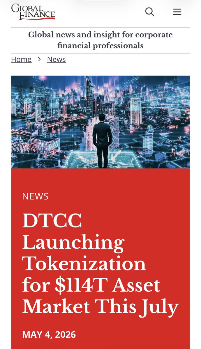 SMQKEDQG's tweet photo. It’s finally time to leapfrog every single tokenization effort of the past.✅

Before today, every tokenized asset was individually approved on an issuer-by-issuer basis.🙇‍♂️

BlackRock, Franklin Templeton, and WisdomTree.

Despite being massive names in the traditional finance space, the DTCC’s impact on tokenization will overshadow their previous efforts.🎯

So far, issuers have only been able to collectively tokenize $30 billion in RWA.

The DTCC is targeting $114 trillion in RWA.📈

Only 0.01% of all RWA have been tokenized.

Today, the DTCC will officially begin to single-handedly accelerate this process.🔒

Trillions to be tokenized. 😏💨

This is all documented below.📝👇